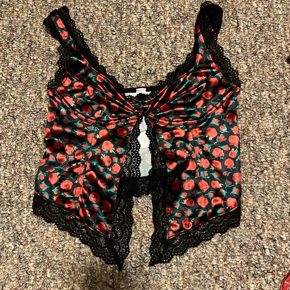 Urban Outfitters Red Floral Lace Camisole